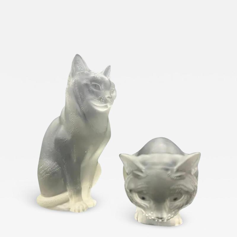 Ren Lalique Lalique Co Two Cat by Ren Lalique in frosted glass