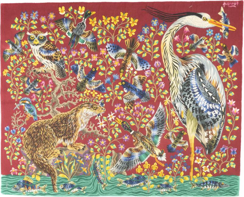 Ren Perrot Fine Mid Century French Tapestry Signed Ren Parrot 5 7 x 6 11 
