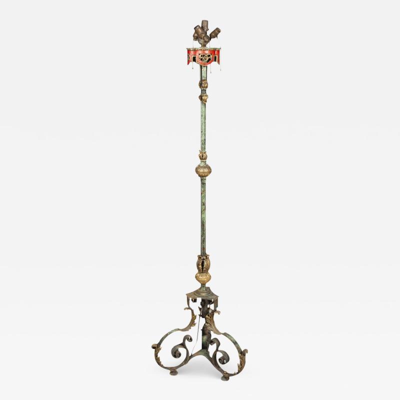 Renaissance Revival Brass and Iron Floor Lamp