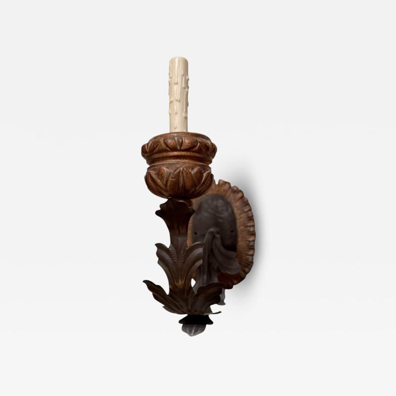 Renaissance Style Giltwood Wrought Iron Wall Sconce 1 of 2
