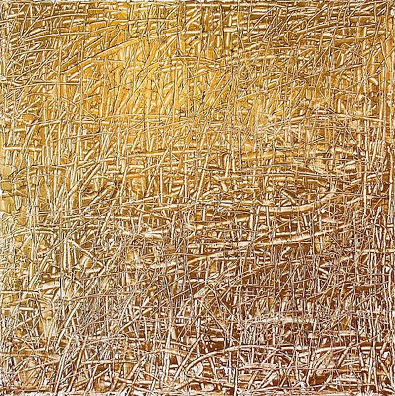 Renato Freitas Abstract Expressionist Oil on Canvas Gold Renato Freitas