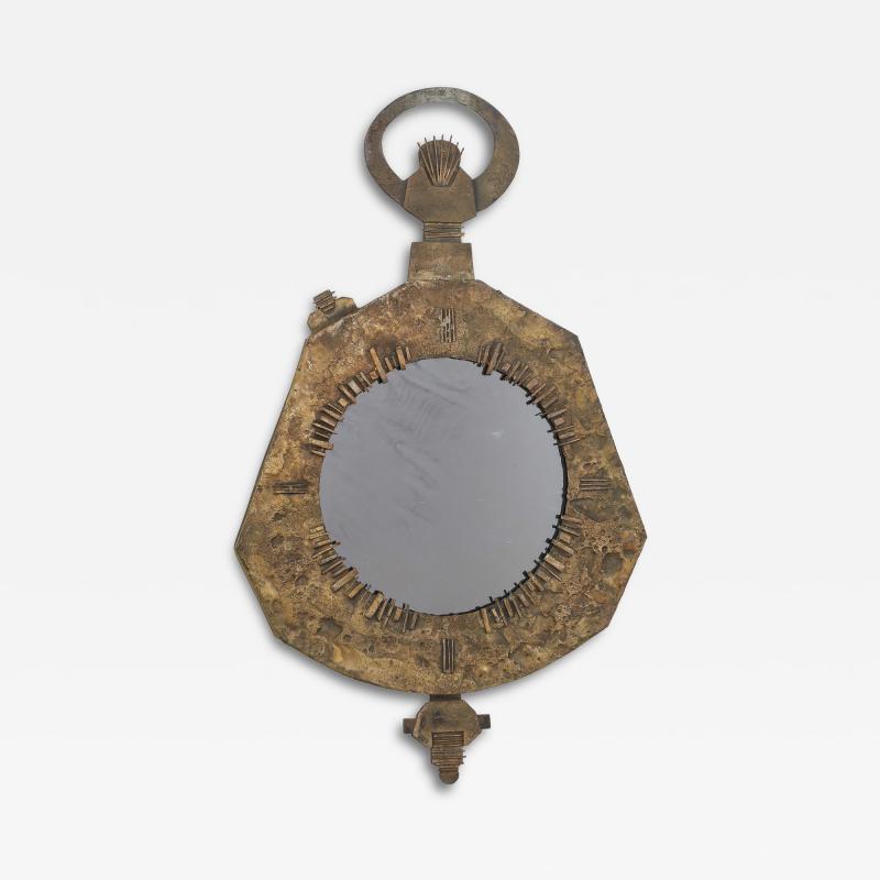 Renato Vanzelli Italian Brutalist Cast Bronze Wall Mirror by Renato Vanzelli Padova circa 1970