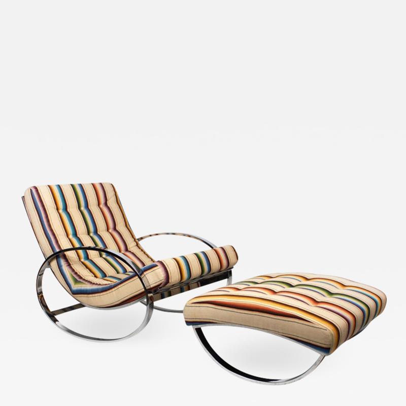 Renato Zevi Rocking Lounge Chair and Ottoman by Renato Zevi