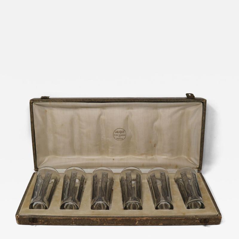 Rene Lalique Glass Shot Glasses Set of 6 Boxed