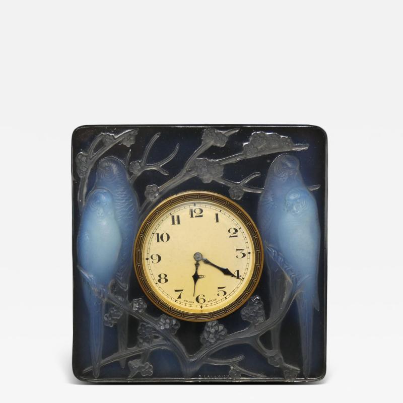 Rene Lalique Opalescent Glass Inseparables Clock