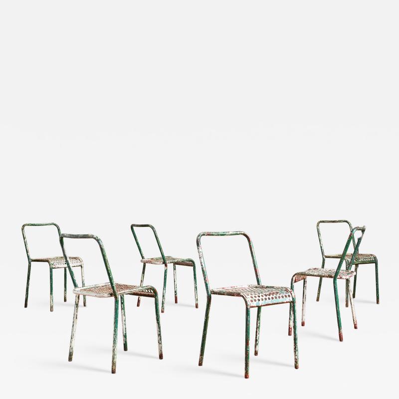 Rene Malaval Rene Malaval Perforated Chairs set of 6