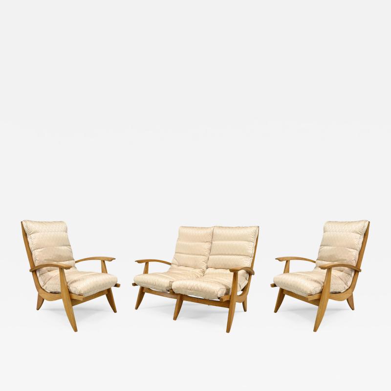 Rene Melin French 1950s Beechwood 3 Piece Salon Set