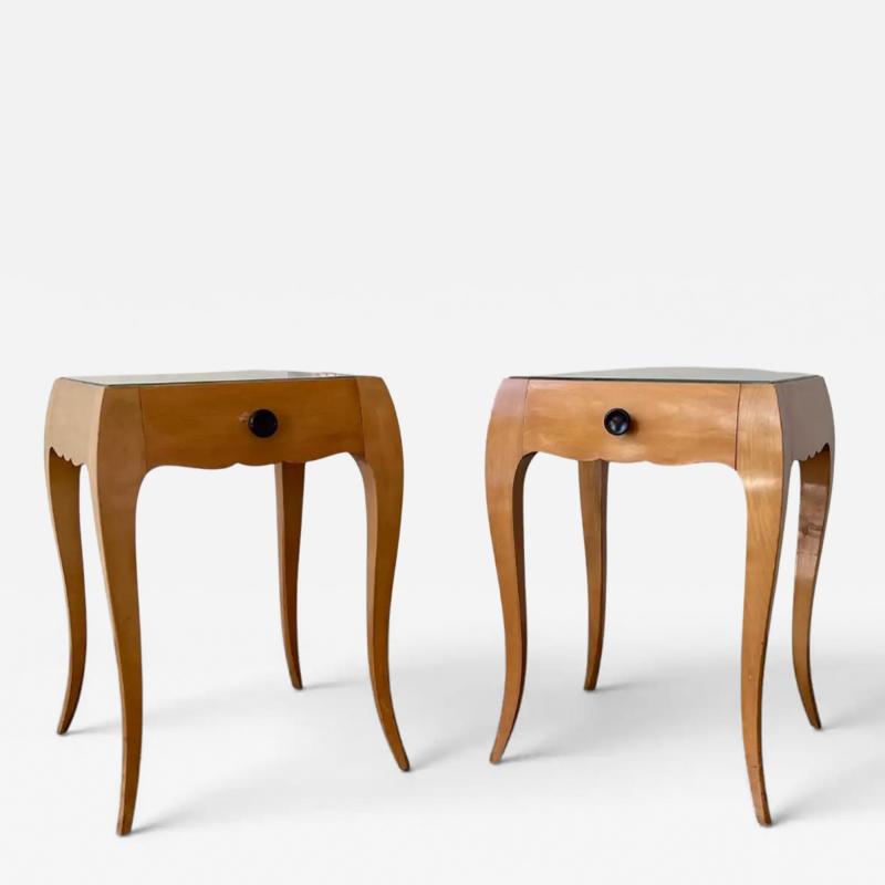 Rene Prou French Art Deco Sycamore End Tables attributed to Ren Prou circa 1940