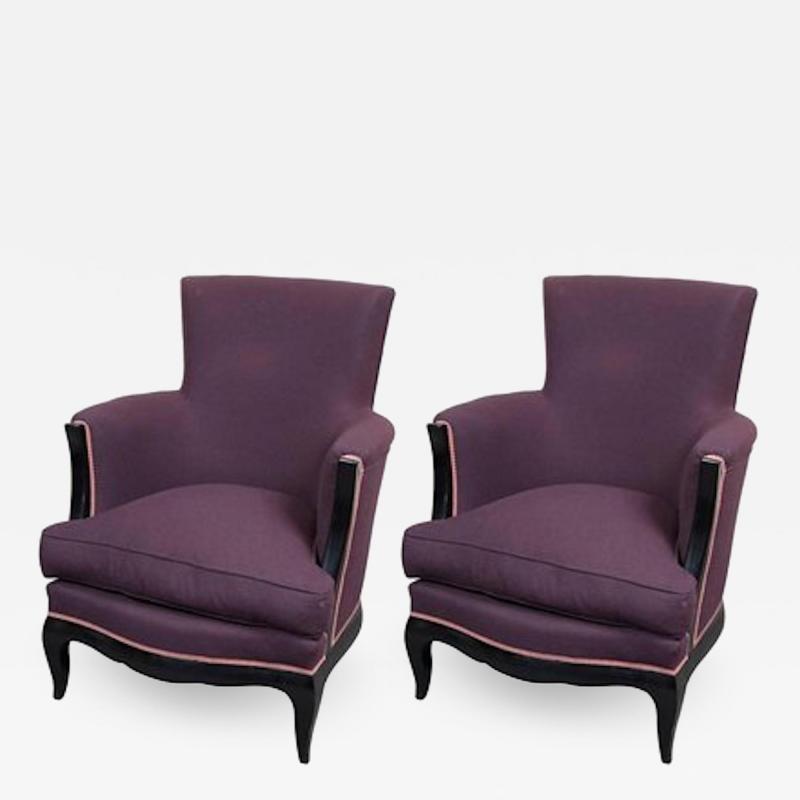 Rene Prou Pair of Art Deco Armchairs by Ren Prou