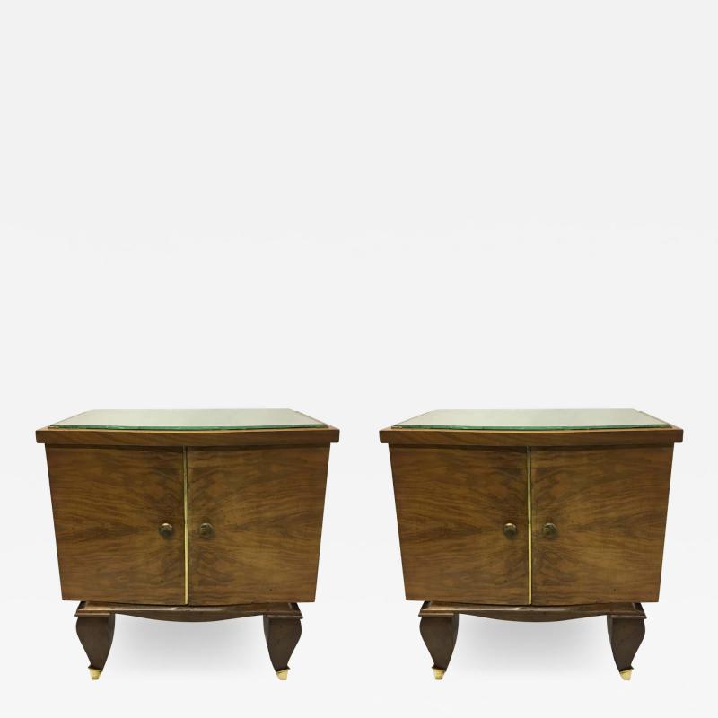 Rene Prou Pair of Mid Century Modern Neoclassical Side Tables Nightstands Rene Prou