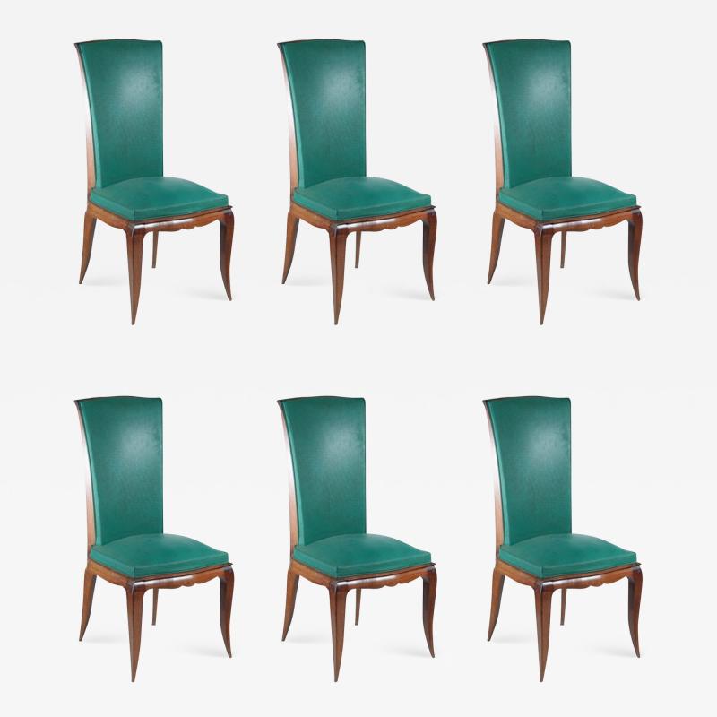 Rene Prou Ren Prou Set of Six Dining Chairs in Beech