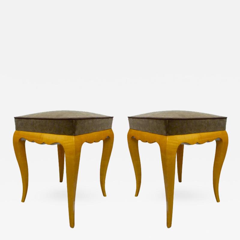 Rene Prou Rene Prou Pair of Refined Sycamore Stools
