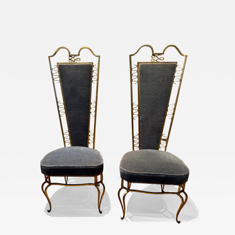 Rene Prou Rene Prou attributed charming pair of gold leaf side chairs