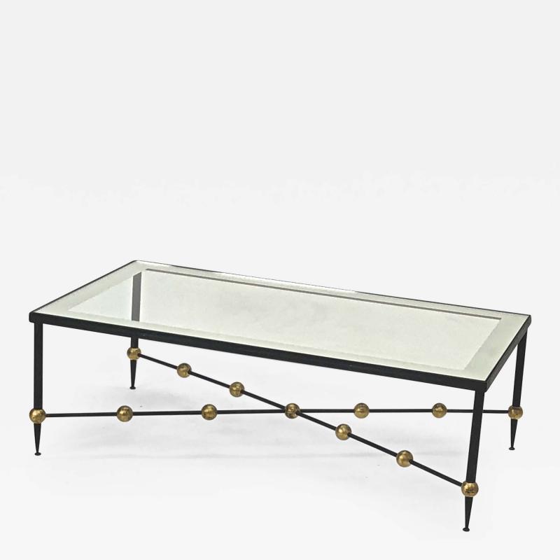 Rene Prou Rene Prou big wrought iron coffee table with gold leaf ball base