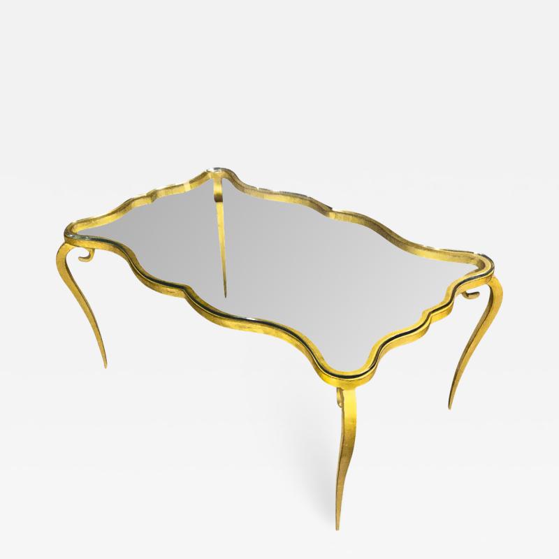 Rene Prou Rene Prou gold leaf wrought iron ondulation coffee table