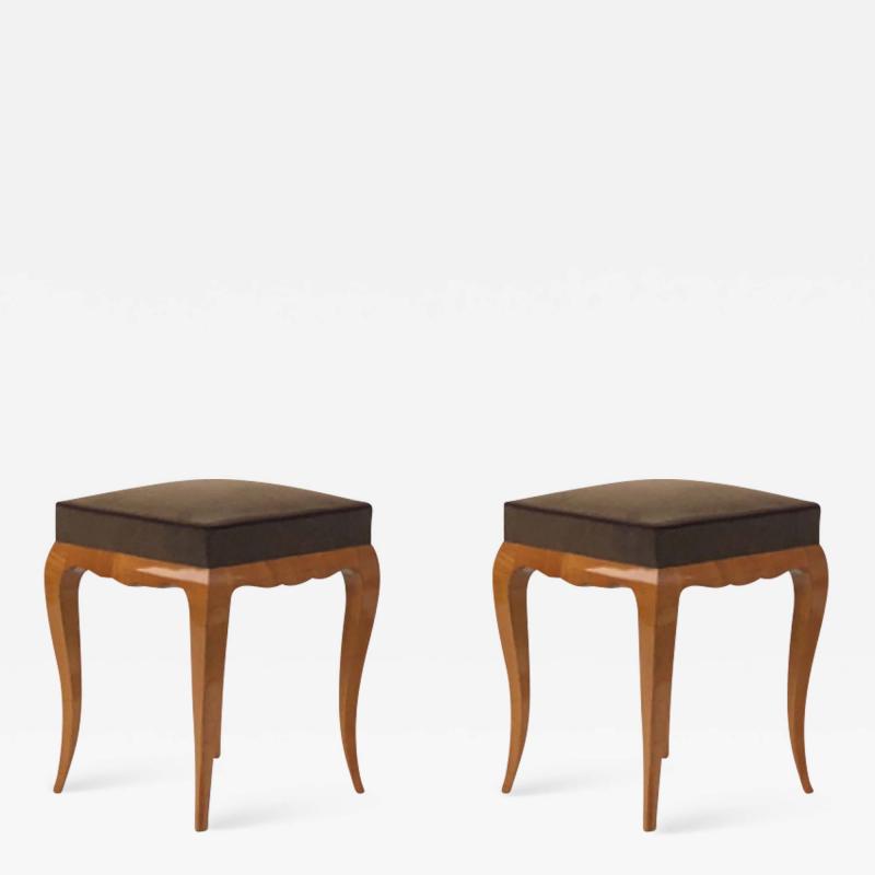 Rene Prou Rene Prou refined solid sycamore pair of stools