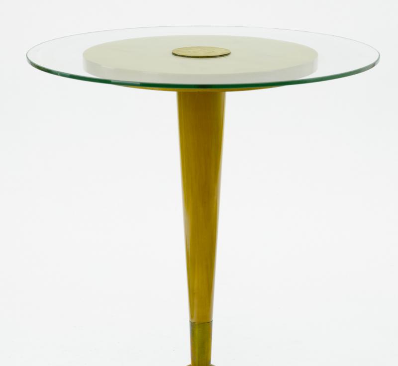 Rene Prou - Rene Prou superb side or coffee table with glass top & gold ...