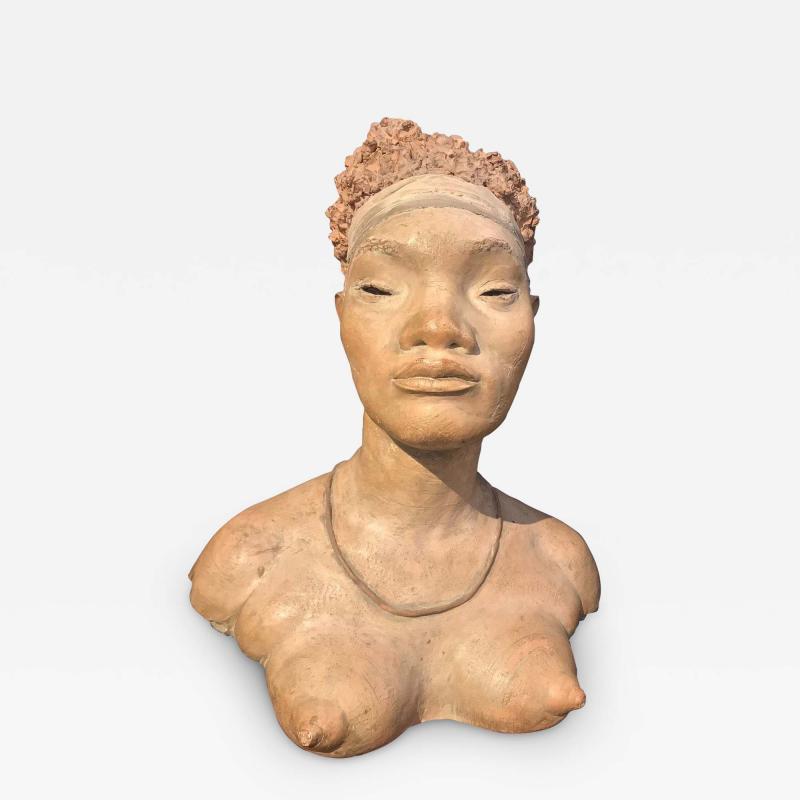 Renzo Moscatelli TERRACOTTA SCULPTURE OF AN AFRICAN WOMAN BY RENZO MOSCATELLI