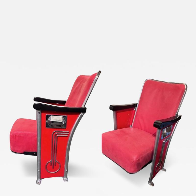 Restored Art Deco Movie Theater Seats Pair