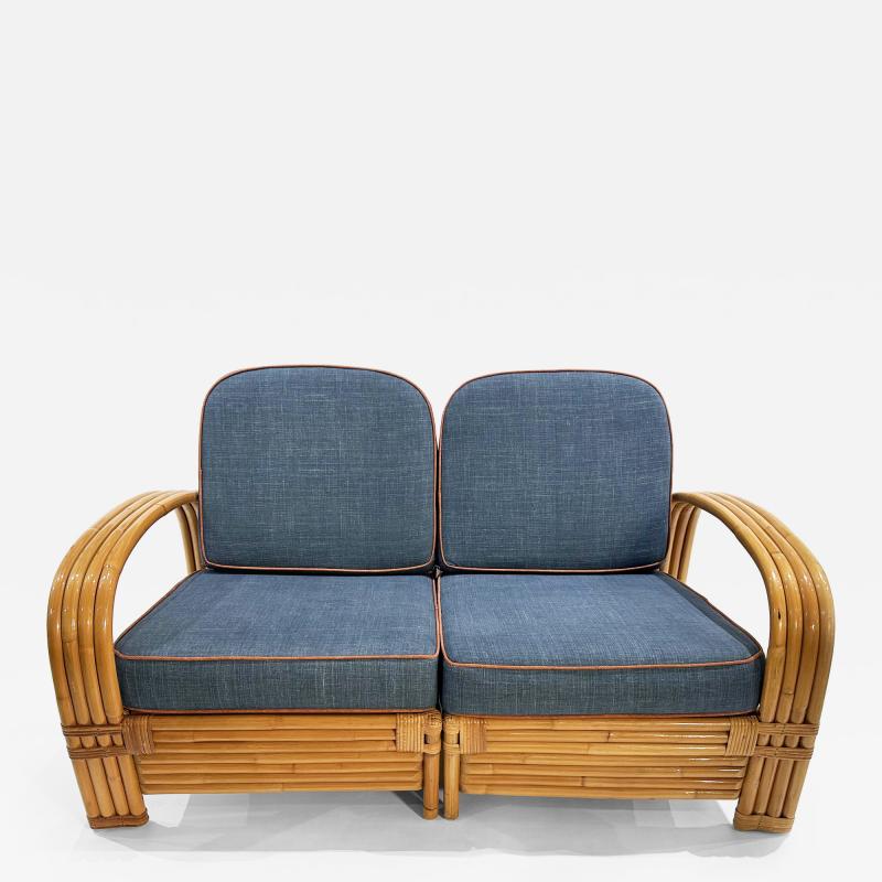 Restored Vintage Two Seater Rattan Settee 1950s