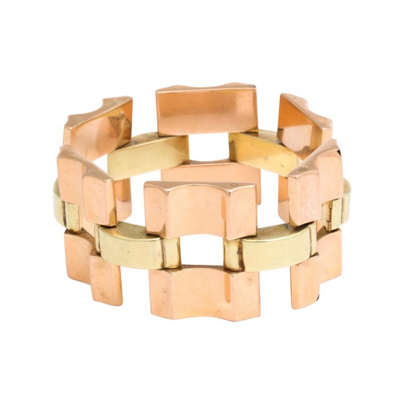 Retro Open Link Two Color 14k Bracelet