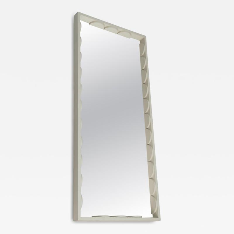 Retro Sculptural Natural White Framed Mirror M kisen Kuvastin Finland 1971