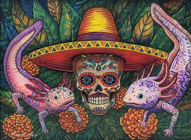 Ricardo Maya Contemporary Mexican Folk Art D a de los Muertos Painting