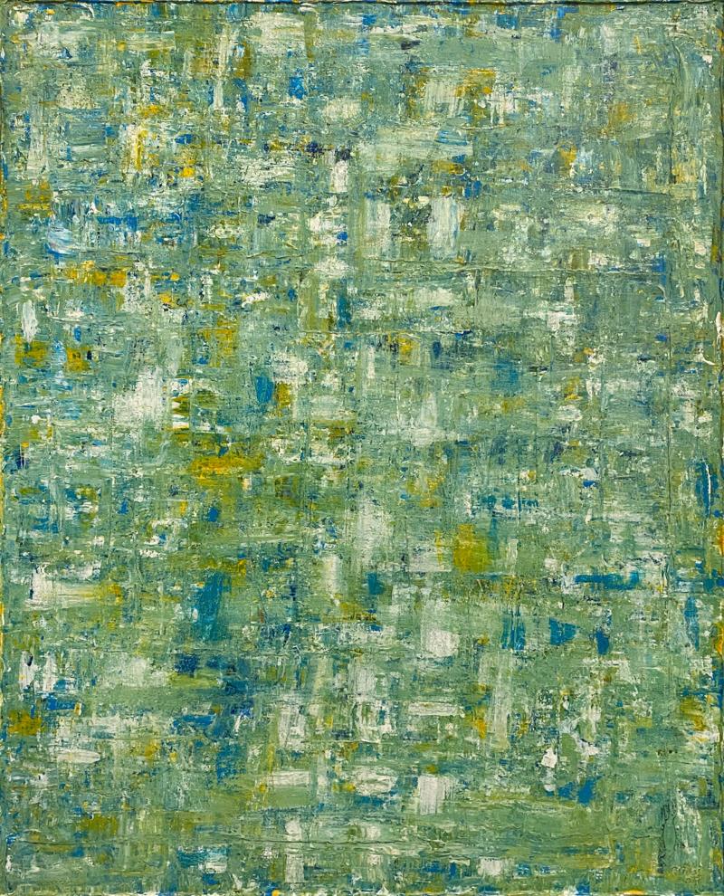 Ricardo Rumi Framed Abstract Oil Painting titled Green Abstract 