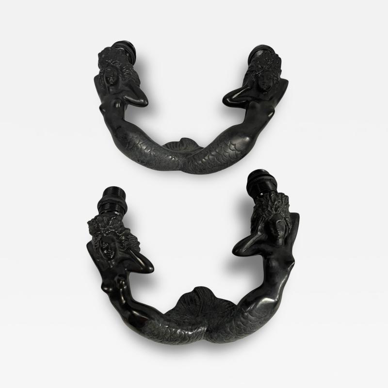 Riccardo Scarpa Pair of mermaid bronze sconces by Riccardo Scarpa