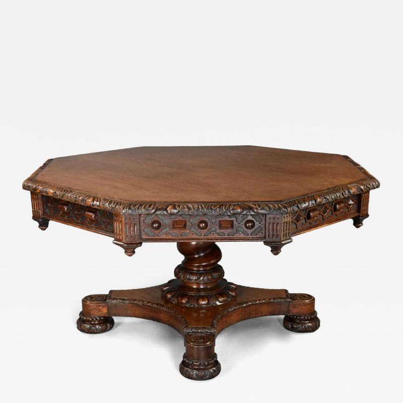 Richard Bridgens Large early 19thc oak library table in the manner of Richard Bridgens