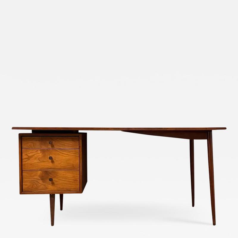 Richard Ernst Artschwager Richard Artschwager Walnut Floating Top Three Drawer Desk Mid Century