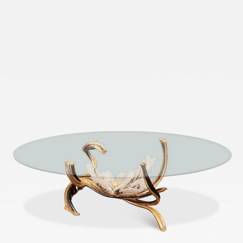 Richard Faure Gypsum bouquet coffee table by Richard Faure Paris France circa 1970 1980