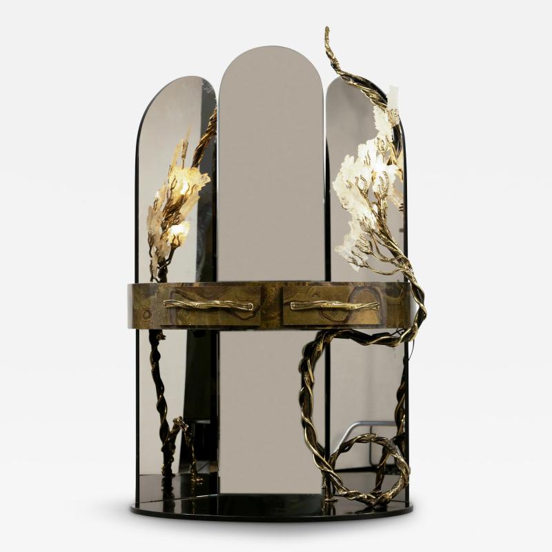 Richard Faure Large triptych dressing table by Richard Faure Paris France circa 1980