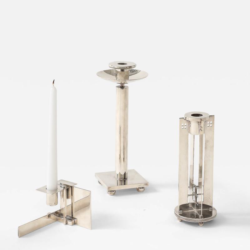 Richard Meier Set of Three Post Modern Candlesholders