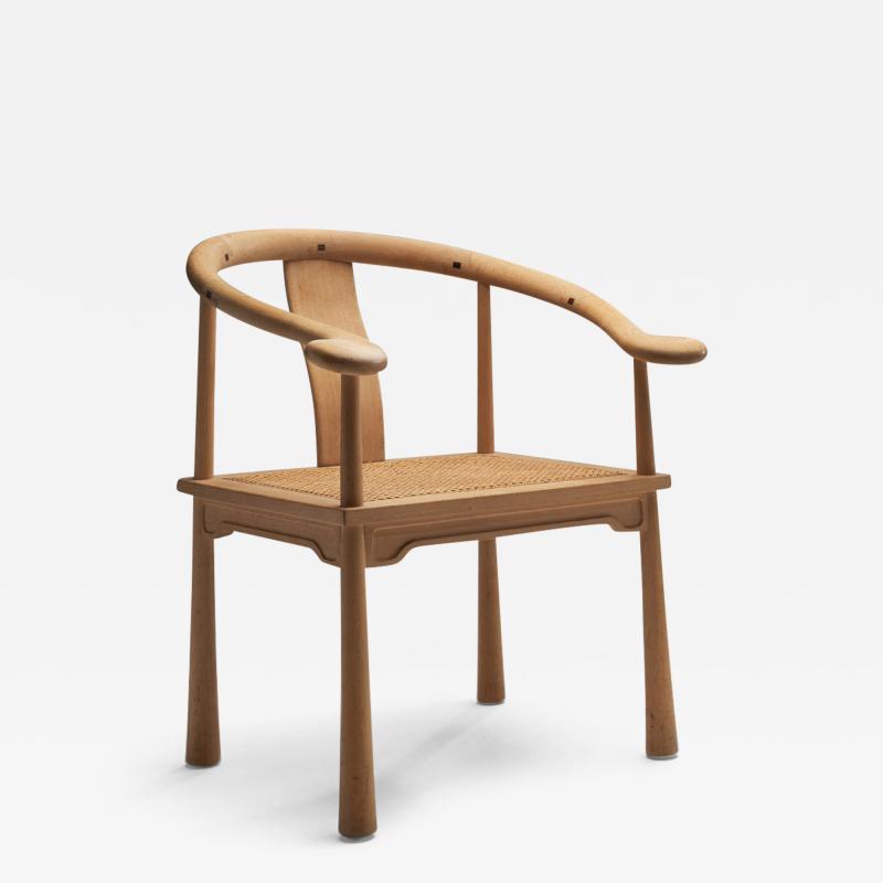 Richard Nissen Beech and Wicker Yin Chair by Richard Nissen for Nissen Denmark 1960s