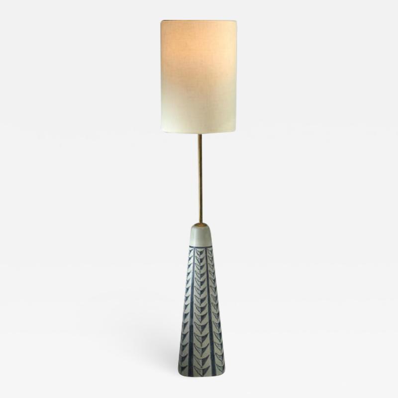 Rigmor Nielsen Rigmor Nielsen floor lamp with blue motif Denmark 1960s