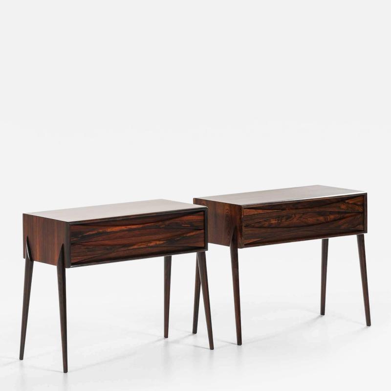Rimbert Sandholt Pair of Rimbert Sandholt Bedside Tables in Rosewood by Glas Tr Hovmantorp