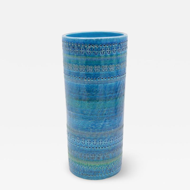 Rimini blue glazed ceramic vase manufactured by Bitossi