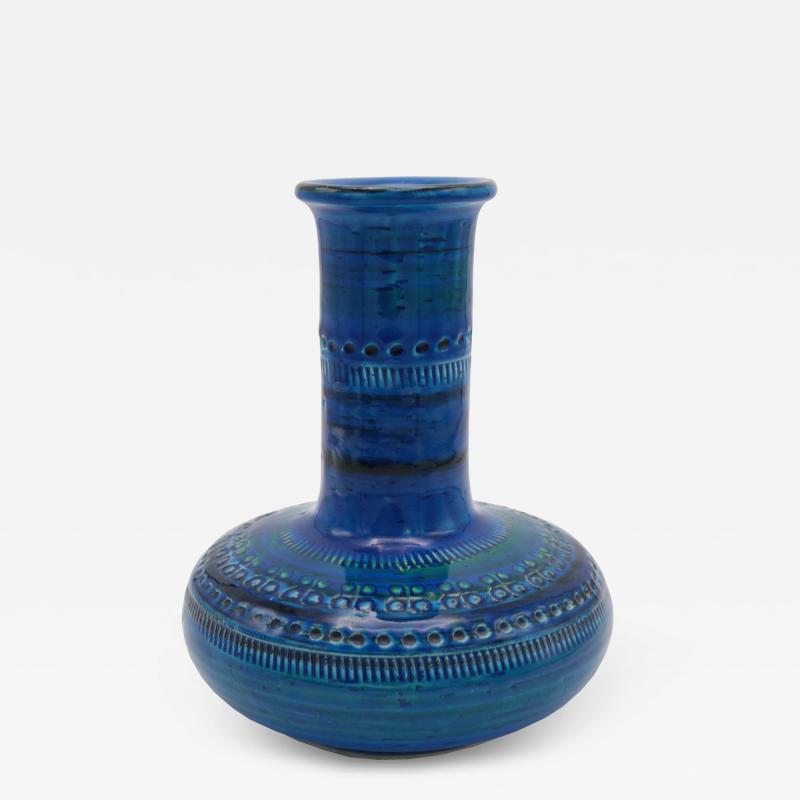 Rimini blue glazed ceramic vase manufactured by Bitossi