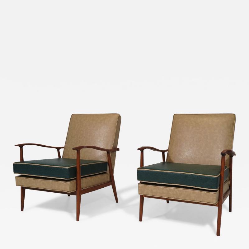 Rino Levi Mid century Brazilian Modern Lounge Chairs in Caviuna