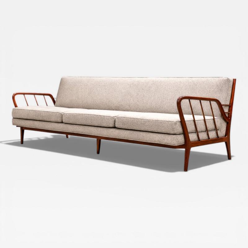 Rino Levi Rino Levi Sofa in Hardwood and Boucl Brazilian Modern 1960s Lot 395