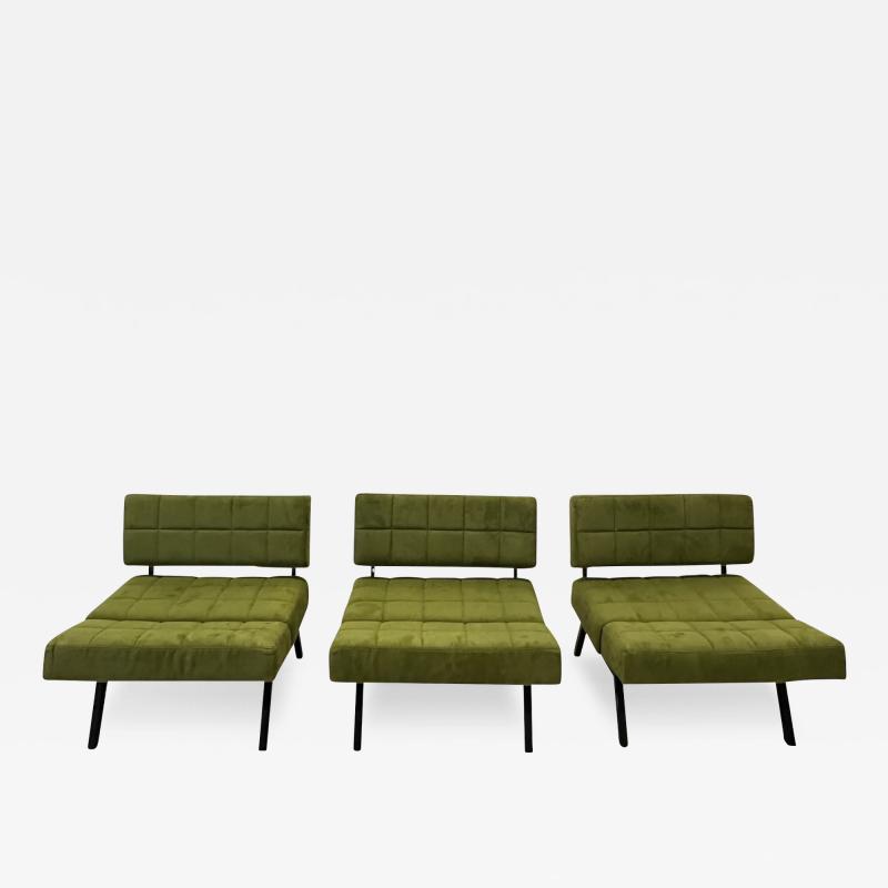 Rito Valla Set of 3 of Panchetto Reclining Chairs by Rito Valla for IPE Italy 1960s