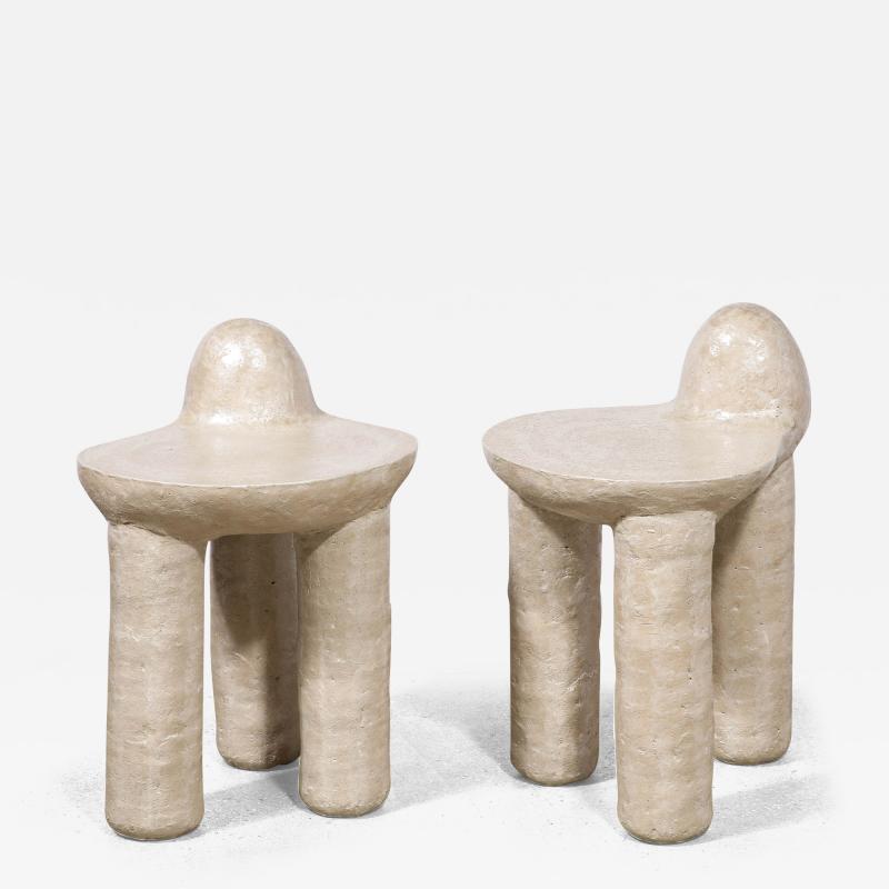 River Valadez Pair of Pearl Nube Chairs