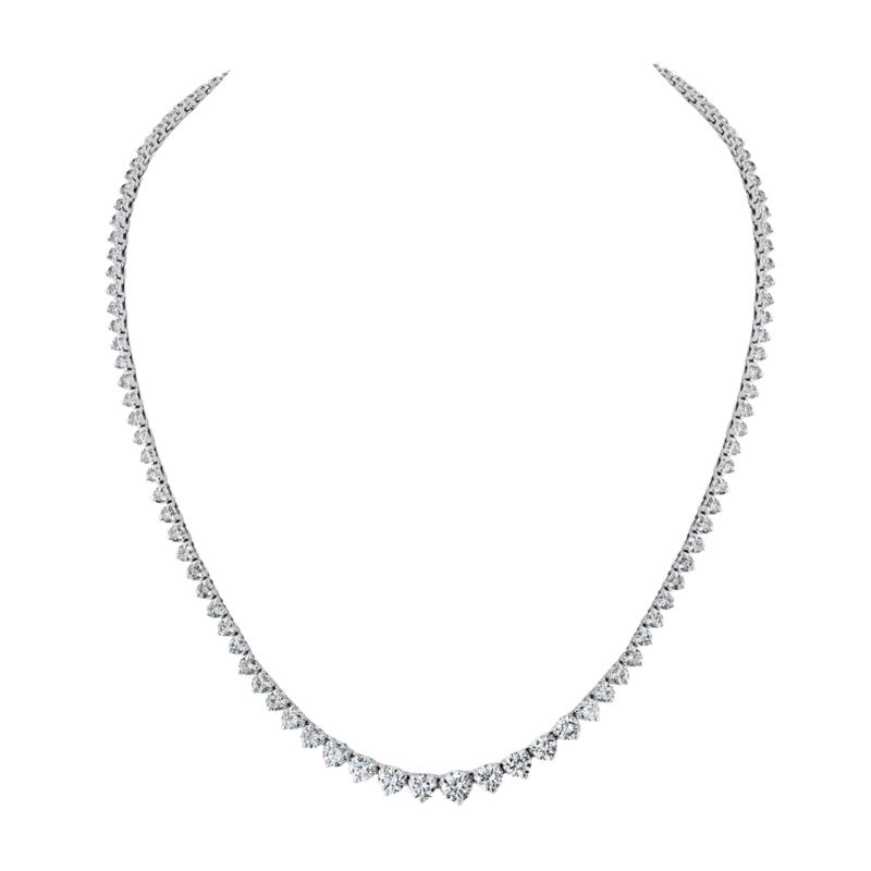 Riveria 14K White Gold 10 73cttw Round Cut Diamond Necklace