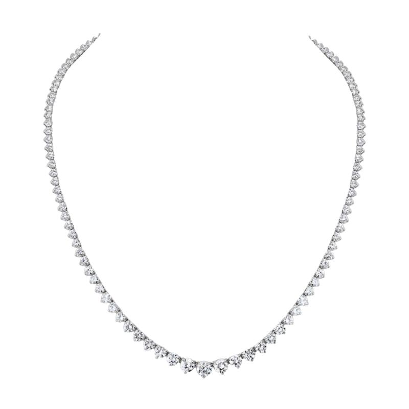 Riveria 14K White Gold 11 73cttw Round Cut Diamond Necklace
