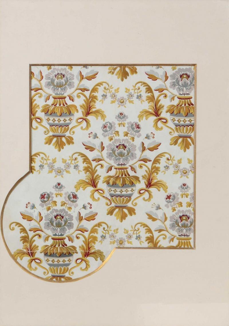 Robatienne Pasquier French Art Deco Hand Painted Gouache Wallpaper Design