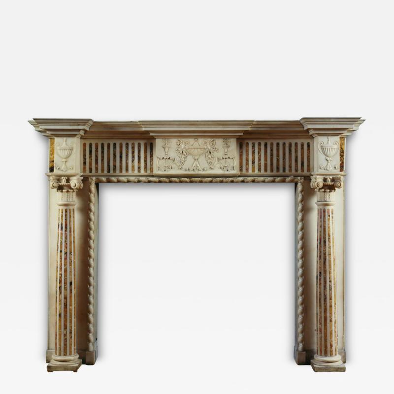 Robert Adam A FINE STATUARY AND CONVENT SIENA MARBLE NEOCLASSICAL CHIMNEYPIECE