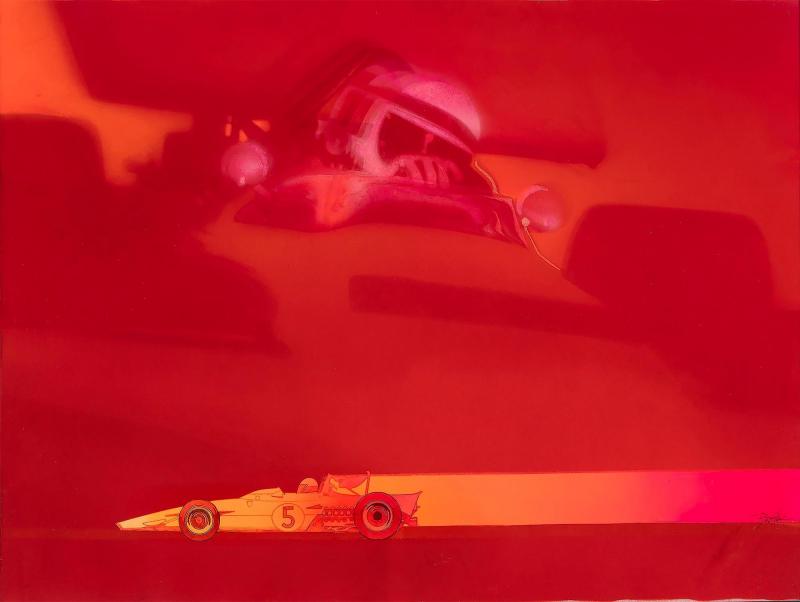 Robert Bob Peak Racing Cars in Bright Red Sports Illustrated Illustration Sports Car Pink