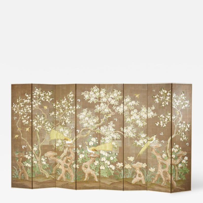 Robert Crowder Hand Painted Eight Panel Screen by Robert Crowder