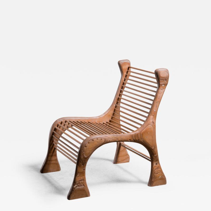 Robert Dice Robert Dice Rare Studio Crafted Chair with Dowel Seating USA 1970s